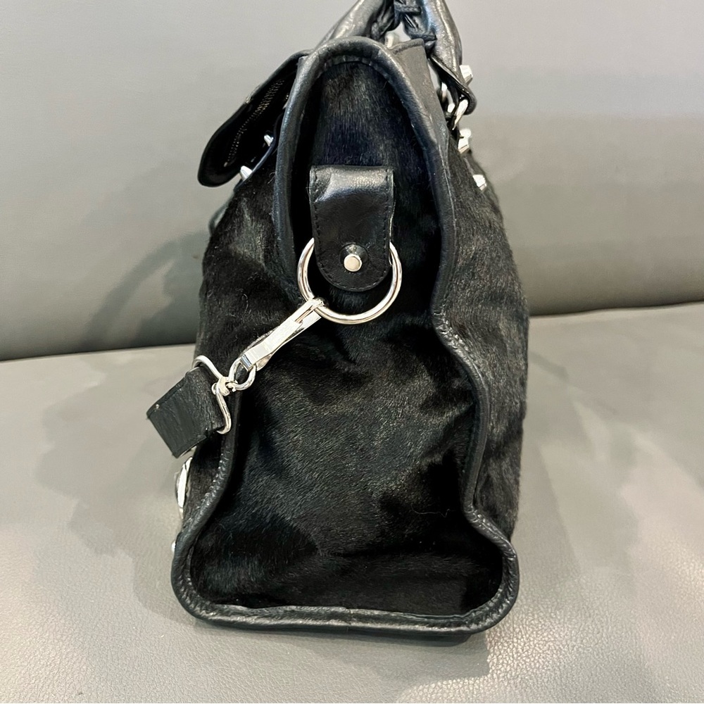 Like New! BALENCIAGA Ultra Rare City Bag Black Pony Hair Silver Classic Hardware - Picture 6 of 14